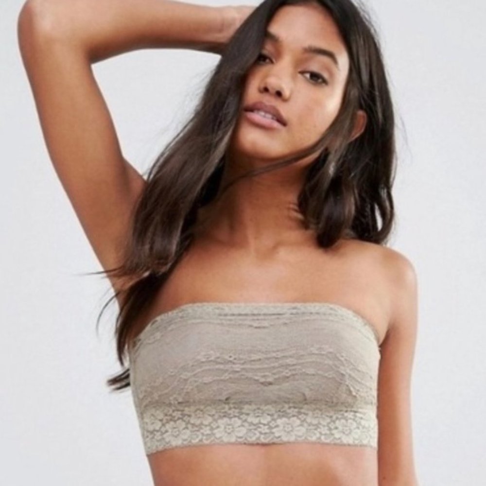 FREE PEOPLE Lace Bralette S Bandeau NWT Taupe